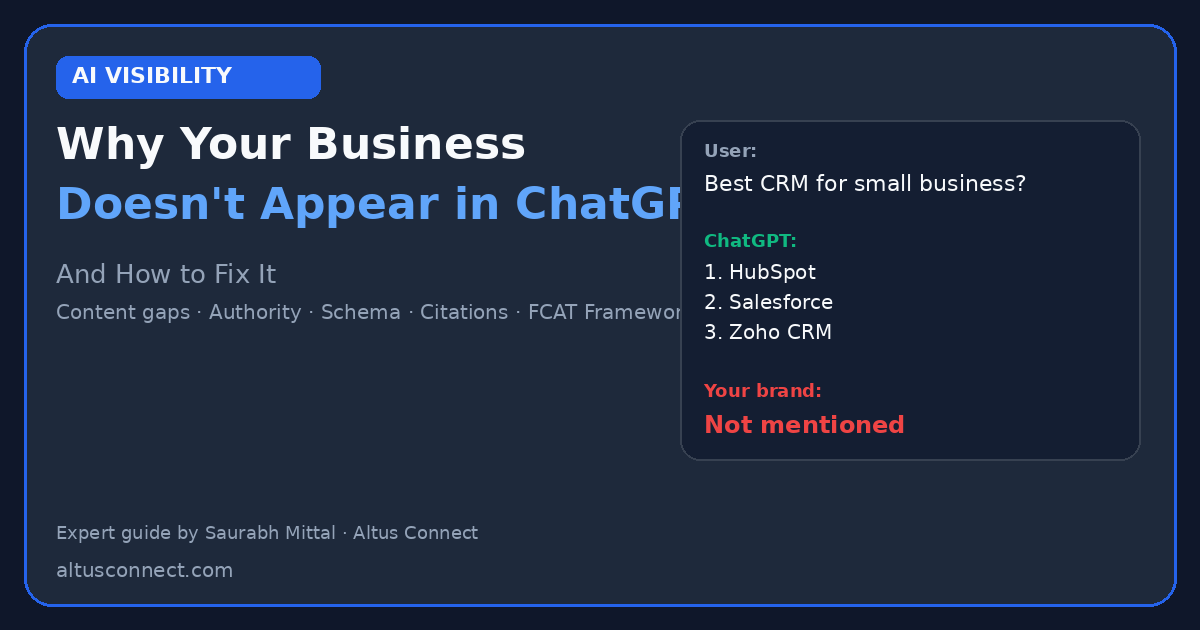 Why Your Business Doesn't Appear in ChatGPT (And How to Fix It) — featured image